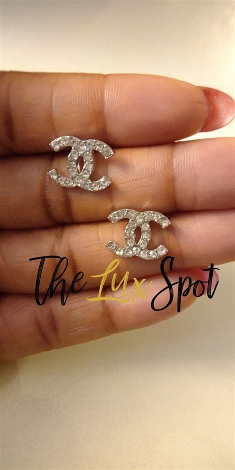 replica chanel cc logo earrings|Chanel inspired double c earrings.